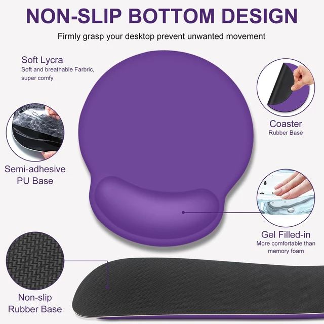 Alt view image 5 of 7 - 4 PCS Mouse Pad Desk Mat Protector, Keyboard Wrist Rest + Comfortable Mouse Pad Wrist Rest +Coaster, Large Gaming Mousepad for Computer Laptop, 35.4"X 15.7" Deskpad for Office Home I Dark Purple