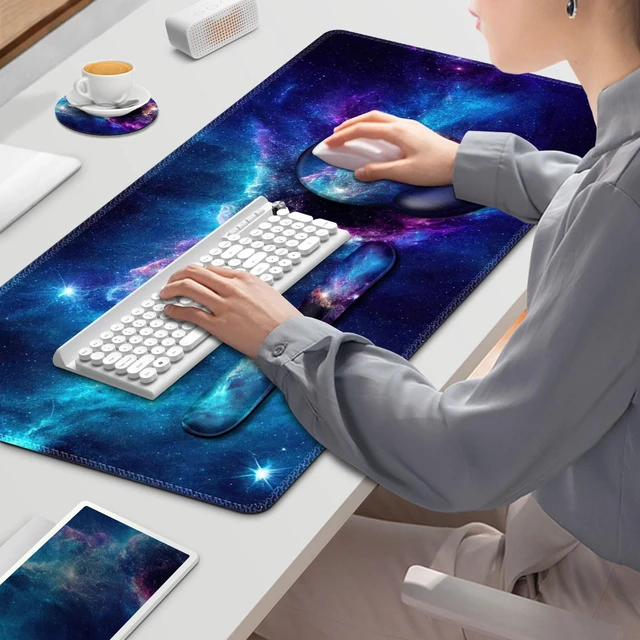 Alt view image 7 of 7 - Mouse Pad, 4in1 Mousepad + Keyboard Wrist Rest+Mouse Wrist Rest+Coaster Set | XXL Large Gaming Desk Mat, Cute Desk Pad Protector, with Ergonomic Desk Pad for Home Office Table Computer, Galaxy Space