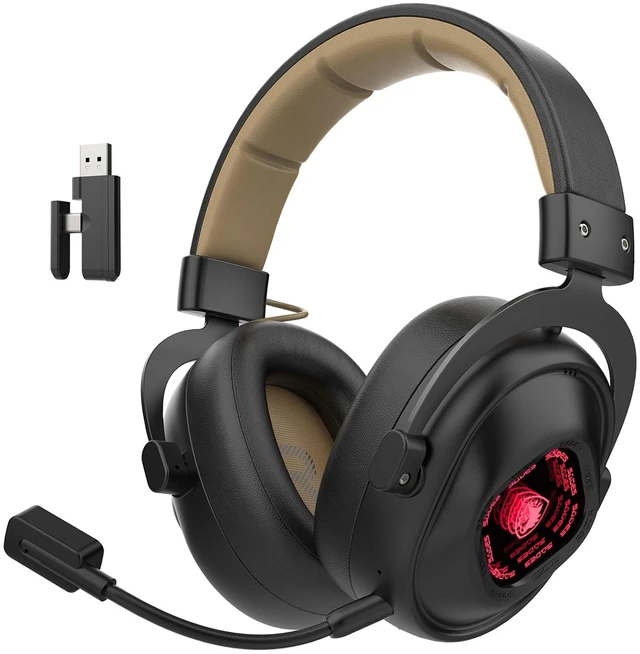 Main image of SADES Wireless Gaming Headset 7.1 Surround 90H Black for PS5 PC Switch | 27ms Low Latency, Dual 2.4GHz Dongles, 290g Lightweight, Detachable AI ENC Mic, RGB Infinity Mirror, for Xbox/PS4/Phone