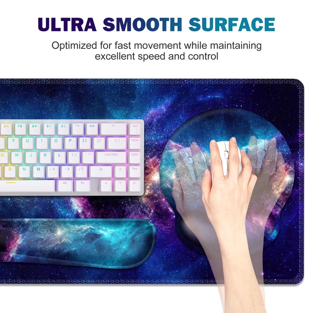 Alt view image 4 of 7 - Mouse Pad, 4in1 Mousepad + Keyboard Wrist Rest+Mouse Wrist Rest+Coaster Set | XXL Large Gaming Desk Mat, Cute Desk Pad Protector, with Ergonomic Desk Pad for Home Office Table Computer, Galaxy Space