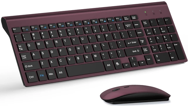 Main image of Wireless Keyboard and Mouse Ultra Slim Combo, TopMate - Wine Black | 2.4G Silent Compact 2400DPI Mouse and Scissor Switch Keyboard Set with Cover, Batteries Included, for PC/Laptop/Windows/Mac