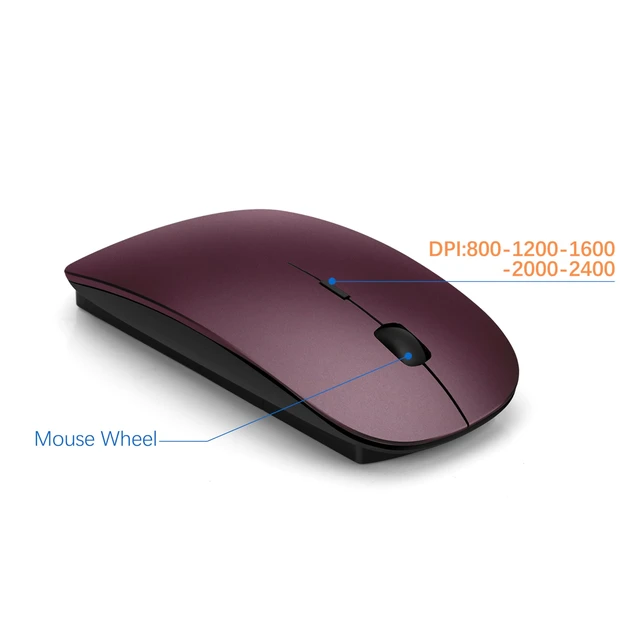 Alt view image 4 of 6 - Wireless Keyboard and Mouse Ultra Slim Combo, TopMate - Wine Black | 2.4G Silent Compact 2400DPI Mouse and Scissor Switch Keyboard Set with Cover, Batteries Included, for PC/Laptop/Windows/Mac