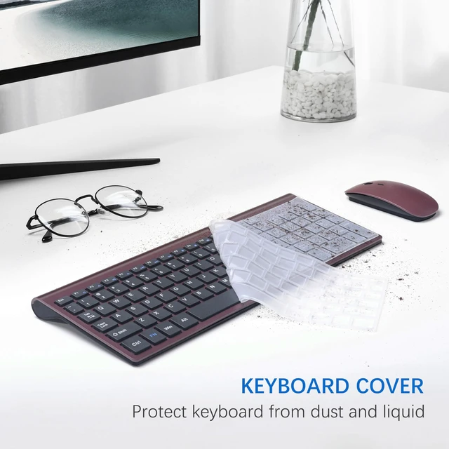 Alt view image 5 of 6 - Wireless Keyboard and Mouse Ultra Slim Combo, TopMate - Wine Black | 2.4G Silent Compact 2400DPI Mouse and Scissor Switch Keyboard Set with Cover, Batteries Included, for PC/Laptop/Windows/Mac