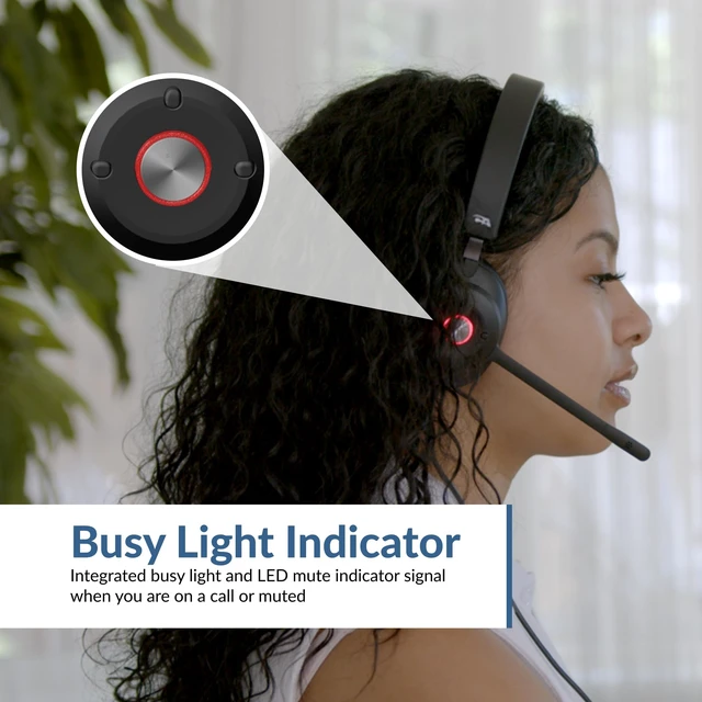 Alt view image 7 of 7 - Cyber Acoustics HS-2000 USB Headset, UC Optimized, Earcup Controls | Wired Headset for PC and Mac with Noise-Cancelling Mic, UC Optimized, Earcup Controls, All Day Comfort, USB-C Adapter