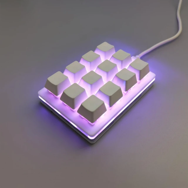Alt view image 2 of 7 - 12-Key One-Handed RGB Mechanical Gaming Keypad USB-C Wired | Programmable Macro Pad, Hot Swap Red Switches, Esd Chip, Injection Keycaps, Custom Software, macOS Desktop