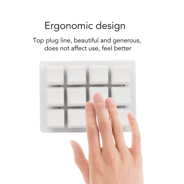 Alt view image 3 of 7 - 12-Key One-Handed RGB Mechanical Gaming Keypad USB-C Wired | Programmable Macro Pad, Hot Swap Red Switches, Esd Chip, Injection Keycaps, Custom Software, macOS Desktop