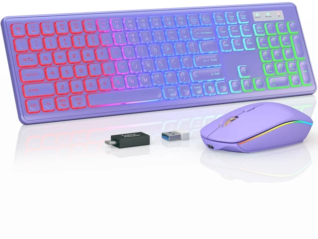 Main image of Wireless Keyboard and Mouse Combo with RGB Backlit, Rechargeable | Light Up Letters, Full-Size, Soft Typing, Sleep Mode, 2.4GHz Quiet Keyboard Set for Mac, Windows, Laptop, PC, Trueque KM42Pro