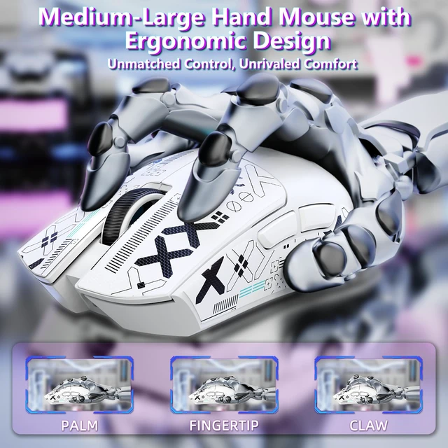 Alt view image 7 of 7 - ATTACK SHARK X11 SE Tri Mode Lightweight Wireless Gaming Mouse - White+Tape | 22000 DPI, Wired/BT/2.4Ghz, PAW3311 Optical Sensor, 59g, 1000Hz Polling, 300mAh Battery for FPS Gamer PC/WIN
