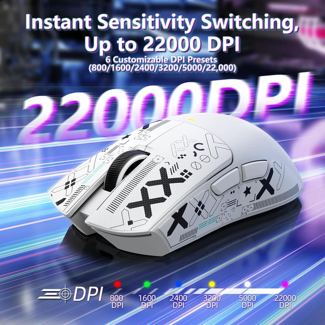 Alt view image 5 of 7 - ATTACK SHARK X11 SE Tri Mode Lightweight Wireless Gaming Mouse - White+Tape | 22000 DPI, Wired/BT/2.4Ghz, PAW3311 Optical Sensor, 59g, 1000Hz Polling, 300mAh Battery for FPS Gamer PC/WIN