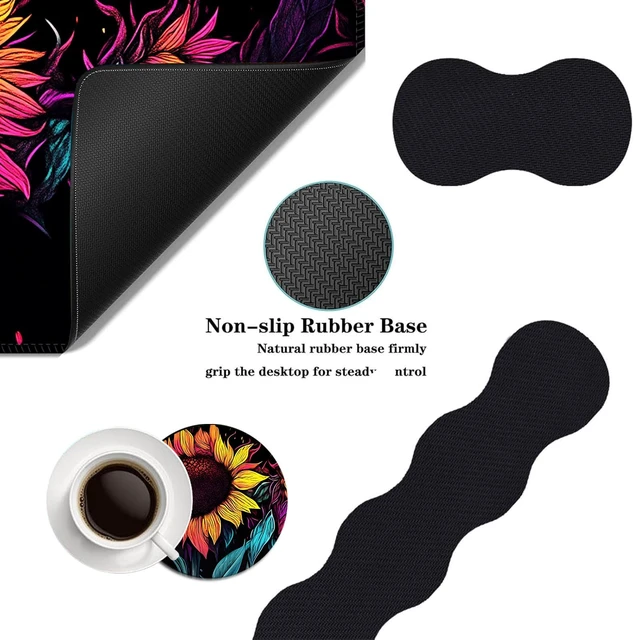 Alt view image 2 of 7 - smauncucn Mouse Pad,Large Desk Mat Set, 4in1 XL Mousepad + Keyboard Wrist Rest+Mouse Wrist Rest+Coaster with Ergonomic Desk Pad for Home Office Table Computer Cover -Neon Colorful Sunflowers
