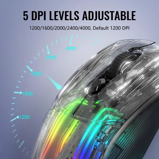 Alt view image 7 of 7 - AJAZZ Wireless Gaming Mouse with Full Transparent,Tri-Mode 2.4GHz/Bluetooth/Wired Mouse,Digital Display,Charging Base,3D RGB Backlit,Silent Mice with 7 Buttons,Wireless Mice for Laptop,PC,Mac(Black)