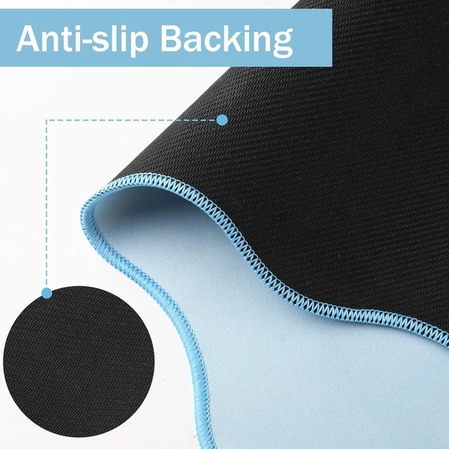 Alt view image 3 of 7 - Sabary Scalloped Desk Mat Keyboard Mouse Pad Set Blue 31.5 x 15.7 Inch | Preppy Table Mat Keyboard Wrist Rest Cute Mouse Pad with Wrist Rest Coaster Ergonomic Non-slip Waterproof Gaming Desk