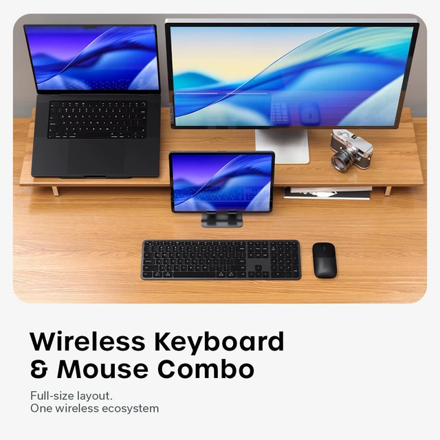 Alt view image 2 of 7 - Satechi Slim CEX3 Wireless Keyboard & Mouse Combo, Bluetooth, Space Black | USB-C receiver connectivity, built for full-size productivity workspaces
