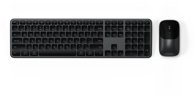 Main image of Satechi Slim CEX3 Wireless Keyboard & Mouse Combo, Bluetooth, Space Black | USB-C receiver connectivity, built for full-size productivity workspaces