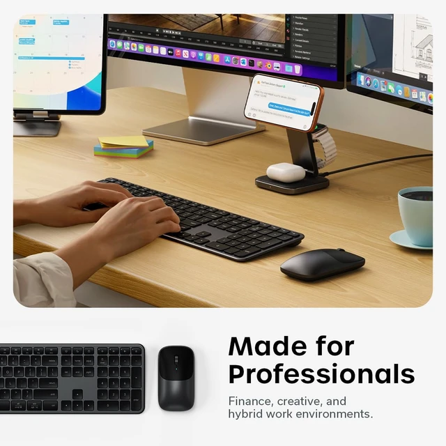 Alt view image 4 of 7 - Satechi Slim CEX3 Wireless Keyboard & Mouse Combo, Bluetooth, Space Black | USB-C receiver connectivity, built for full-size productivity workspaces