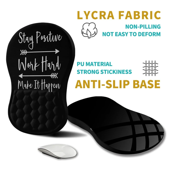 Alt view image 5 of 6 - Hokafenle Ergonomic Mouse Pad Wrist Support, Wrist Rest Mousepad for Carpal Tunnel Pain Relief with Integrated Memory Foam Slope Massage Bulge (11.8x7.9 inch,Inspirational Quote