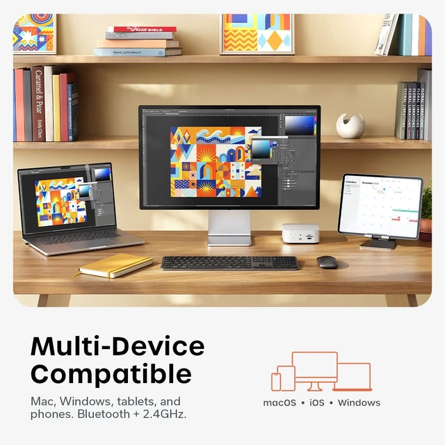 Alt view image 3 of 7 - Satechi Slim CEX3 Wireless Keyboard & Mouse Combo, Bluetooth, Space Black | USB-C receiver connectivity, built for full-size productivity workspaces