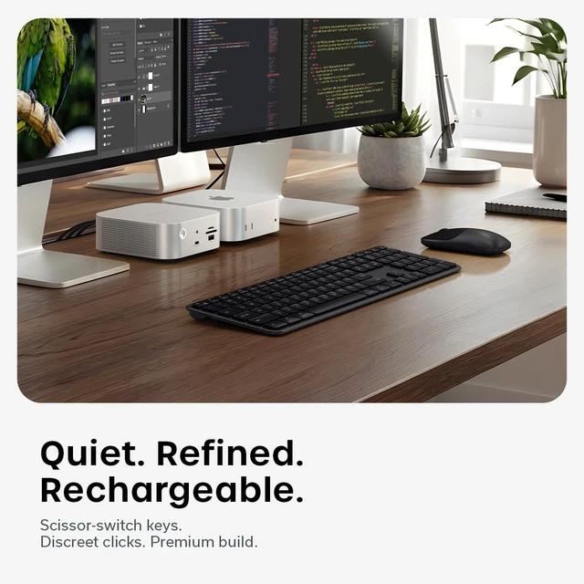 Alt view image 5 of 7 - Satechi Slim CEX3 Wireless Keyboard & Mouse Combo, Bluetooth, Space Black | USB-C receiver connectivity, built for full-size productivity workspaces