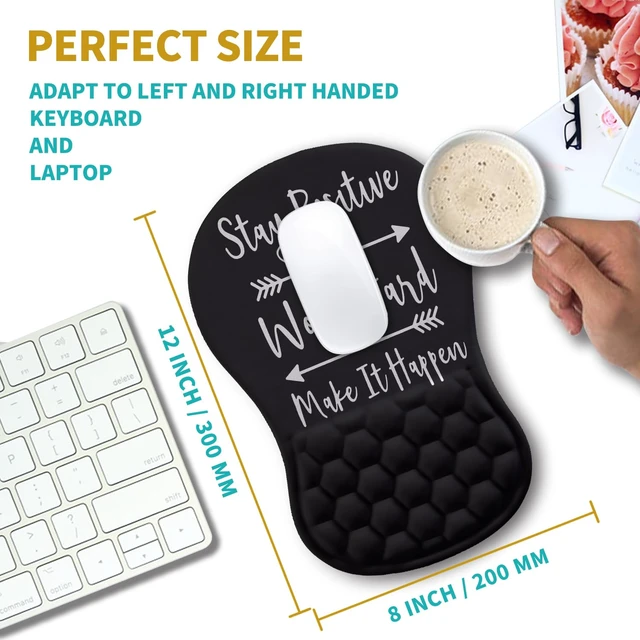 Alt view image 3 of 6 - Hokafenle Ergonomic Mouse Pad Wrist Support, Wrist Rest Mousepad for Carpal Tunnel Pain Relief with Integrated Memory Foam Slope Massage Bulge (11.8x7.9 inch,Inspirational Quote