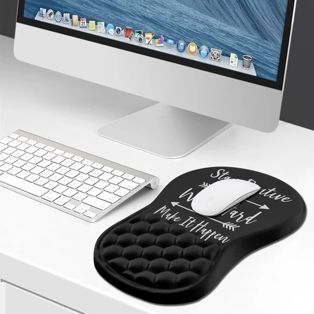 Alt view image 6 of 6 - Hokafenle Ergonomic Mouse Pad Wrist Support, Wrist Rest Mousepad for Carpal Tunnel Pain Relief with Integrated Memory Foam Slope Massage Bulge (11.8x7.9 inch,Inspirational Quote