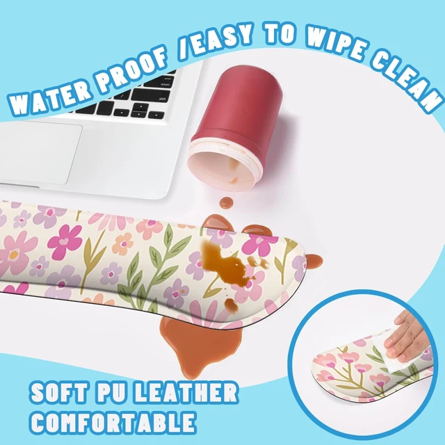 Alt view image 5 of 7 - Flowers Mouse Pad Set Pastel Pink Purple Spring Gaming Mousepad 4in1 Desk Mat for Desktop Anti-Slip XXL Big Computer Ergonomic Mousepad with Wrist Support for Keyboard and Mouse