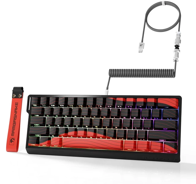 Main image of MAMBASNAKE X60 HE Magnetic Switch Keyboard Adjustable Actuation,BT/2.4G/Wired Tri-Mode 60% Percent Mechanical Gaming Keyboard,8KHz Polling Rate Rapid Trigger,Web Driver for Win/Mac-Black & Red