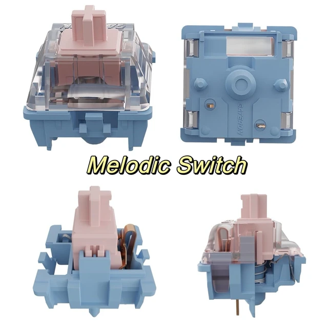 Alt view image 2 of 6 - GUYEKS GATERON Melodic Switches for MX Mechanical Keyboard,5-pin 60gf Clicky Factory Pre-lubed Switches Stable stem/Crisp Sound/Dual-Rail(90PCS)