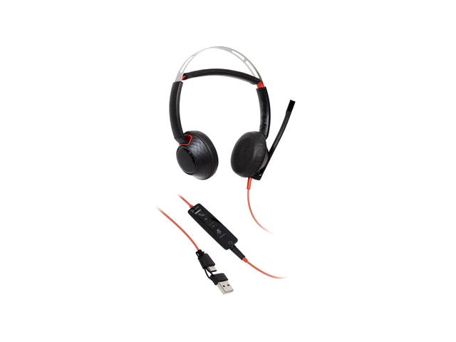 Alt view image 5 of 5 - Plantronics Poly Blackwire 5220 Stereo USB-C Headset + 3.5mm Plug + USB-C/A Adapter
