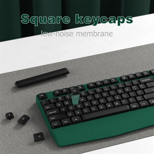 Alt view image 3 of 6 - Ergonomic Wireless Keyboard and Mouse Combo with Wrist Rest (Black Green) | COVEVA Full Size Keyboard with 12 Dedicated Shortcuts, Smart Auto-Sleep, 2.4GHz Receiver, Natural Typing for PC Laptop
