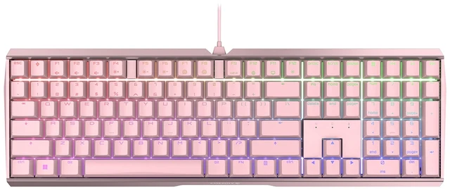 Main image of Cherry MX 3.0 S Wired Mechanical Gaming Keyboard. Aluminum Housing Built for Gamers w/MX Blue Switches. RGB Backlit Color Display Over 16m Colors. Pink