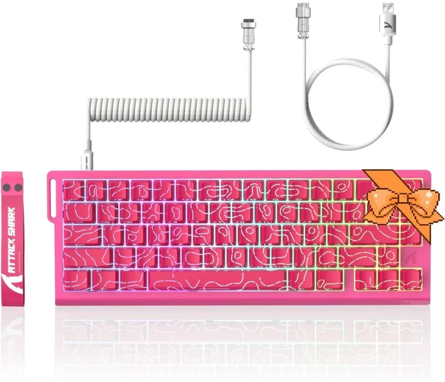 Main image of ATTACK SHARK X68 HE 8KHZ Rapid Trigger Keyboard Magnetic Switch,0.01 mm RT Accuracy,Wired RGB 60% Gaming Keyboard TKL with Adjustable Actuation,Snap Tap,Coiled Cable,for PC/Mac(Red)