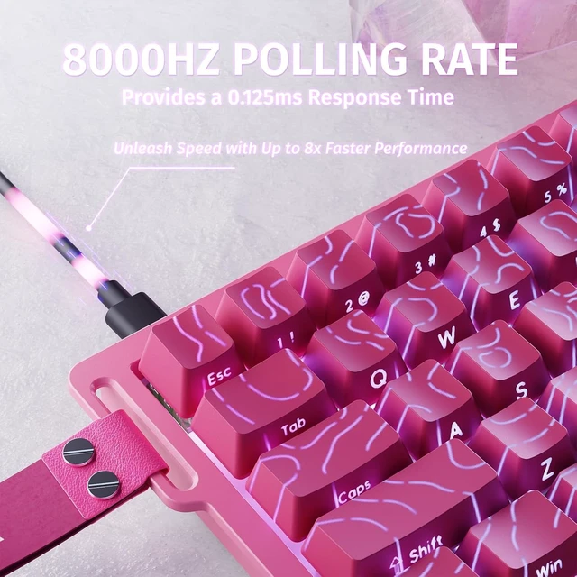 Alt view image 3 of 7 - ATTACK SHARK X68 HE 8KHZ Rapid Trigger Keyboard Magnetic Switch,0.01 mm RT Accuracy,Wired RGB 60% Gaming Keyboard TKL with Adjustable Actuation,Snap Tap,Coiled Cable,for PC/Mac(Red)