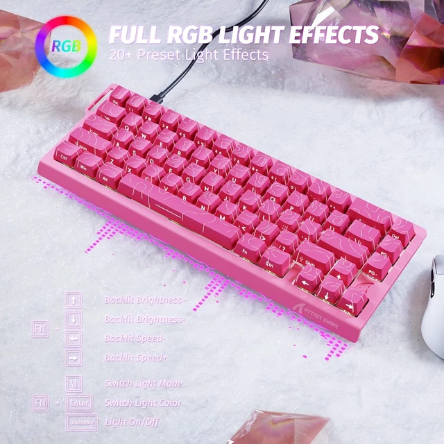 Alt view image 6 of 7 - ATTACK SHARK X68 HE 8KHZ Rapid Trigger Keyboard Magnetic Switch,0.01 mm RT Accuracy,Wired RGB 60% Gaming Keyboard TKL with Adjustable Actuation,Snap Tap,Coiled Cable,for PC/Mac(Red)