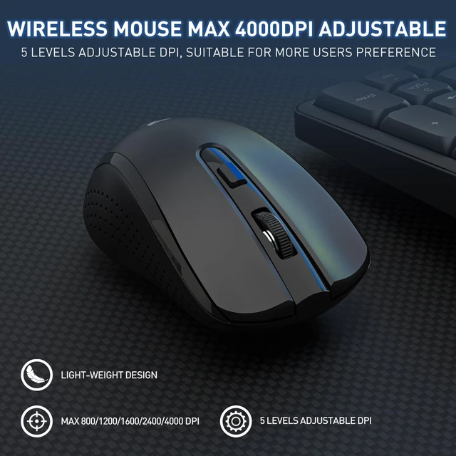 Alt view image 3 of 7 - Redragon BS7634 Wireless Keyboard and Mouse Combo, 104 Keys 2.4Ghz Wireless Low-Profile Membrane Keyboard w/Low Profile Design, Ergnomic Comfort Grip, 4000 DPI Max Mouse