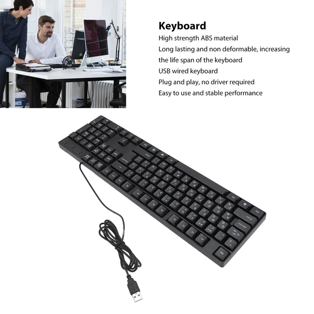 Alt view image 3 of 7 - Russian Usb Wired Keyboard 104 Keys Ergonomic Abs Cable | Abs shell, plug and play setup, Spanish French layout compatibility, PC laptop desktop daily office use