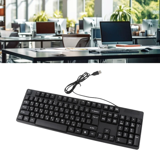 Alt view image 4 of 7 - Russian Usb Wired Keyboard 104 Keys Ergonomic Abs Cable | Abs shell, plug and play setup, Spanish French layout compatibility, PC laptop desktop daily office use