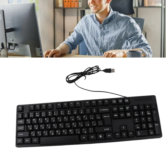 Alt view image 5 of 7 - Russian Usb Wired Keyboard 104 Keys Ergonomic Abs Cable | Abs shell, plug and play setup, Spanish French layout compatibility, PC laptop desktop daily office use