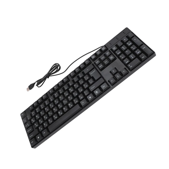 Alt view image 7 of 7 - Russian Usb Wired Keyboard 104 Keys Ergonomic Abs Cable | Abs shell, plug and play setup, Spanish French layout compatibility, PC laptop desktop daily office use