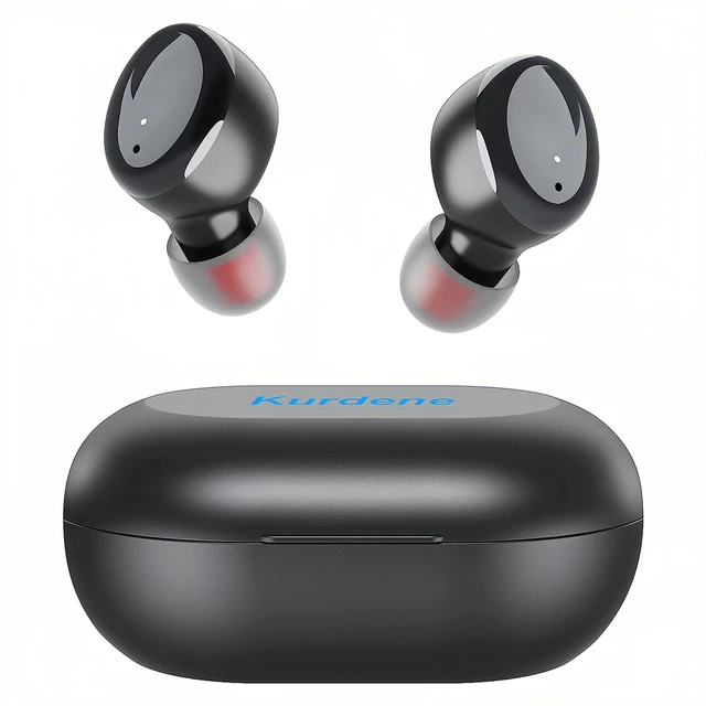 Main image of kurdene Wireless Earbuds Bluetooth 5.3 Light Weight in Ear Headphones | Sound Bass Ear buds with Charging Case,Touch Control,Built in Mics Headset,Clear Calls for Sports Workout Glossy Black