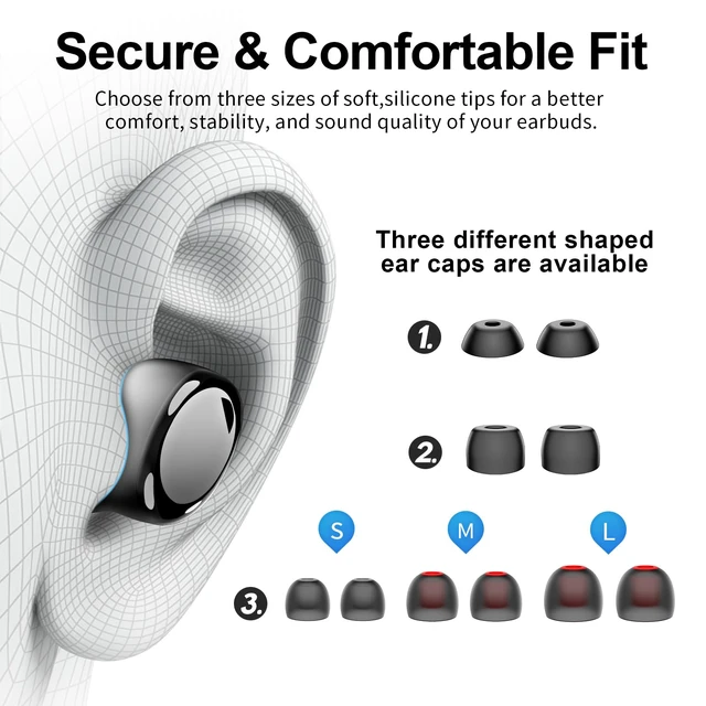 Alt view image 6 of 6 - kurdene Wireless Earbuds Bluetooth 5.3 Light Weight in Ear Headphones | Sound Bass Ear buds with Charging Case,Touch Control,Built in Mics Headset,Clear Calls for Sports Workout Glossy Black