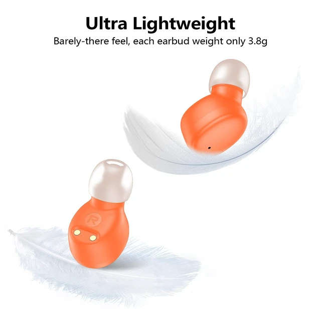 Alt view image 4 of 7 - kurdene Wireless Earbuds Bluetooth 5.3 Light Weight in Ear Headphones | Premium Sound Bass Ear buds with Charging Case,Touch Control,Built in Mics Headset,Clear Calls for Sports Workout-Orange