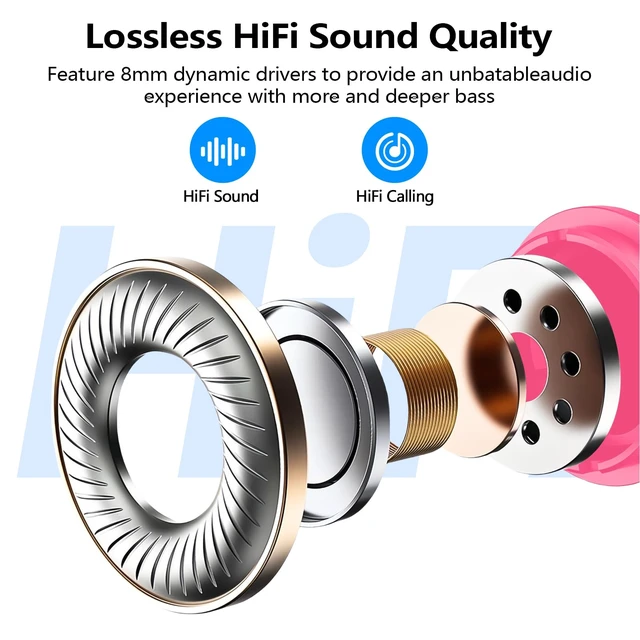 Alt view image 5 of 7 - kurdene Wireless Earbuds Bluetooth 5.3 Light Weight in Ear Headphones | Premium Sound Bass Ear buds with Charging Case,Touch Control,Built in Mics Headset,Clear Calls for Sports Workout-Hot Pink