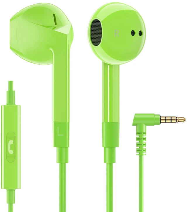 Main image of LUDOS FEROX Wired Earbuds in-Ear Headphones, 5 Year Warranty, Earphones with Microphone, Noise Isolation Corded for 3.5mm Jack Ear Buds for iPhone, Samsung, Laptop, Kids, School Students - Green