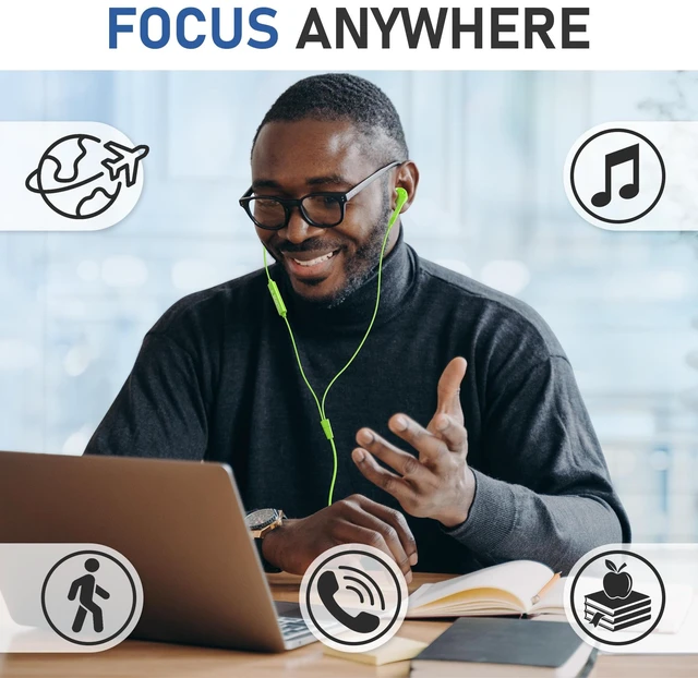 Alt view image 7 of 7 - LUDOS FEROX Wired Earbuds in-Ear Headphones, 5 Year Warranty, Earphones with Microphone, Noise Isolation Corded for 3.5mm Jack Ear Buds for iPhone, Samsung, Laptop, Kids, School Students - Green