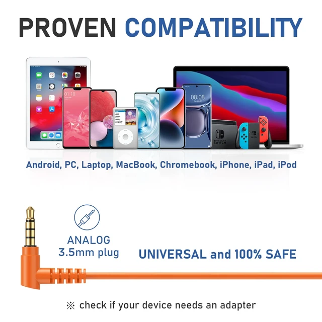 Alt view image 5 of 7 - LUDOS FEROX Wired Earbuds in-Ear Headphones, 5 Year Warranty, Earphones with Microphone, Noise Isolation Corded for 3.5mm Jack Ear Buds for iPhone, Samsung, Laptop, Kids, School Students - Orange
