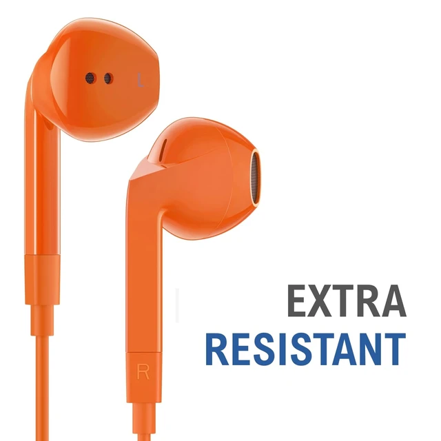 Alt view image 6 of 7 - LUDOS FEROX Wired Earbuds in-Ear Headphones, 5 Year Warranty, Earphones with Microphone, Noise Isolation Corded for 3.5mm Jack Ear Buds for iPhone, Samsung, Laptop, Kids, School Students - Orange