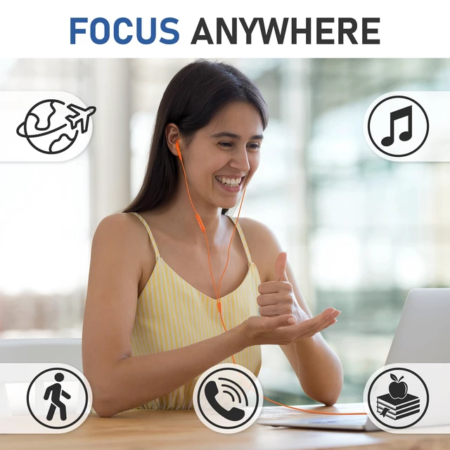 Alt view image 7 of 7 - LUDOS FEROX Wired Earbuds in-Ear Headphones, 5 Year Warranty, Earphones with Microphone, Noise Isolation Corded for 3.5mm Jack Ear Buds for iPhone, Samsung, Laptop, Kids, School Students - Orange