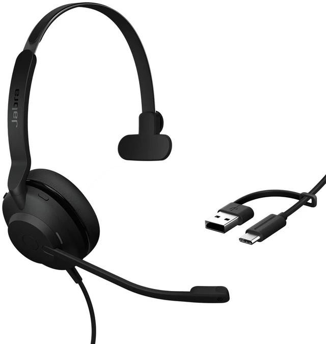 Main image of Jabra Evolve2 30 SE (2025 Version) Wired Single-Ear Headset with Microphone Computer Headset - USB-A and USB-C Cable - Works with All Online Meeting Platforms - Black