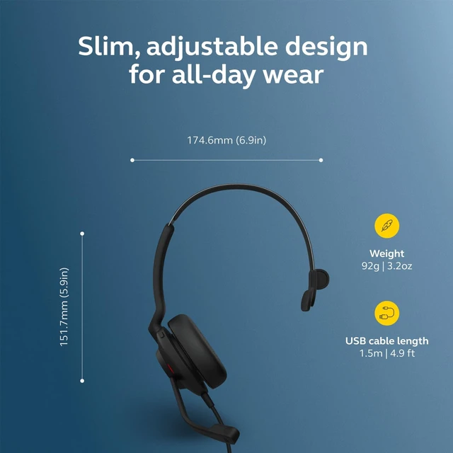 Alt view image 6 of 7 - Jabra Evolve2 30 SE (2025 Version) Wired Single-Ear Headset with Microphone Computer Headset - USB-A and USB-C Cable - Works with All Online Meeting Platforms - Black
