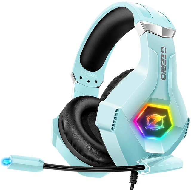 Main image of Ozeino Gaming Headset, 3D Sound Effects, Noise Eduction Microphone, Gaming Headphone for Ps4, Ps5, Xbox One, PC, Switch(Light Blue)